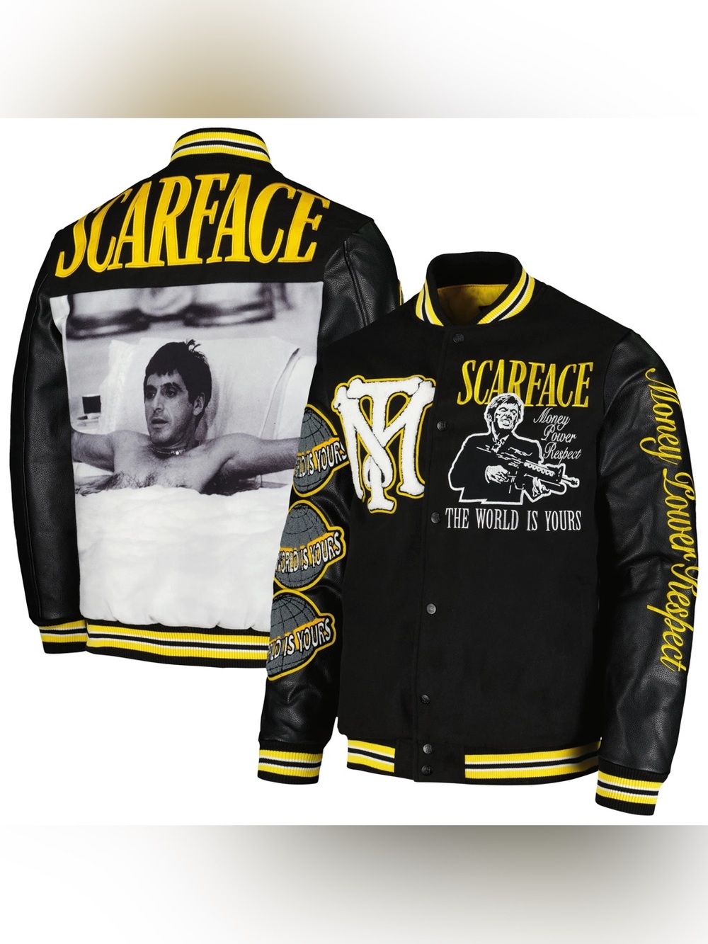 Scarface Black & Yellow Varsity Jacket - Scarface Branding